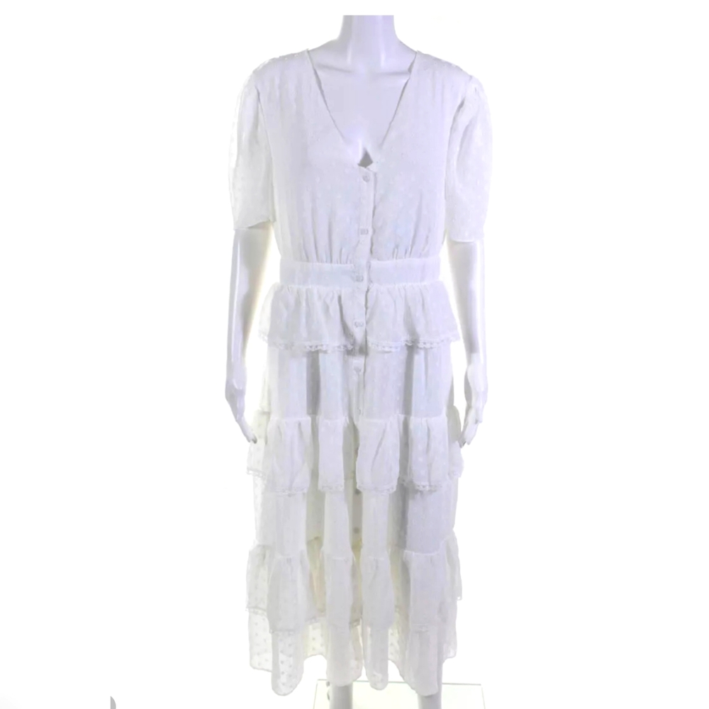 ENGLISH FACTORY WOMENS SMOCKED RUFFLE SLEEVE SHEATH DRESS BEIGE SIZE L